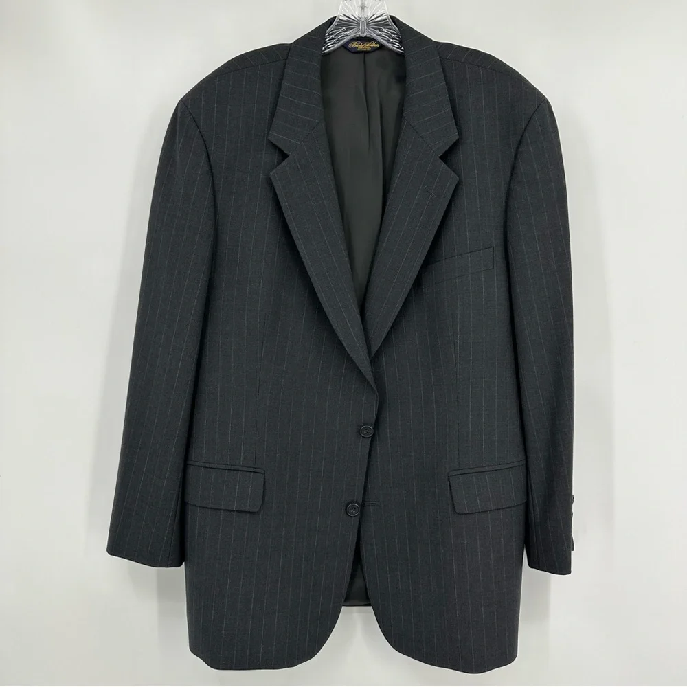 Brooks Brothers Brooksease Wool Striped Suit Coat Sports Coat Gray Size 44R